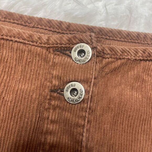 Vintage Silver Jeans Brown Corduroy Button Front Mini Skirt Size 11/12 Cotton Ma - Picture 3 of 9